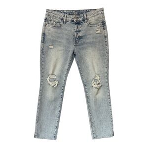 High Rise Straight Leg Distressed Light Wash Y2K Jeans 12P Old Navy